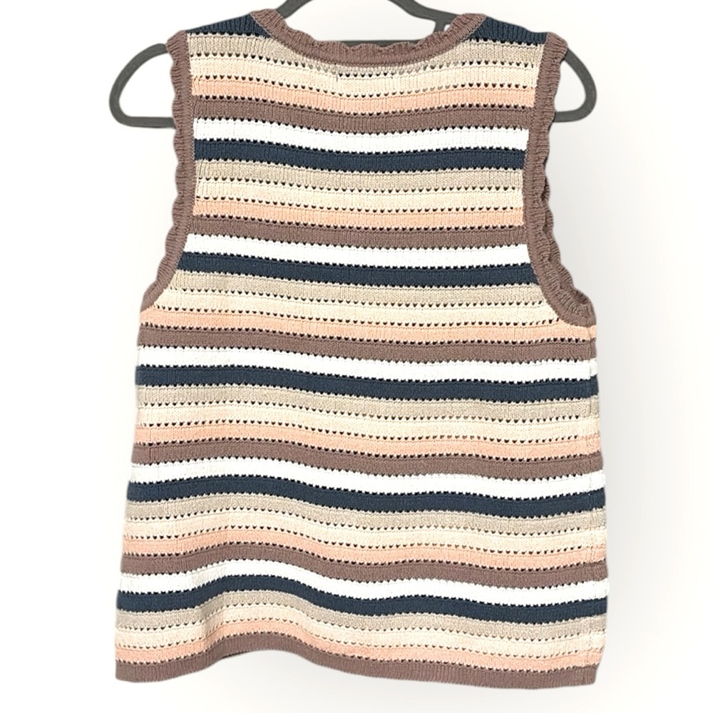 NWT Design History Stripe Pointelle cotton knit tank top sz XL - Picture 3 of 5